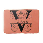 Monogram V Initial Bath, Kitchen Mat Choose Color Badematte (Vorderseite)