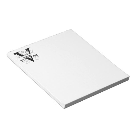 Monogram V Initial Stationary Desk Notepad Notizblock (angewinkelt)