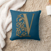 Monogram V Ocean Blue Wedday Kissen (Decke)
