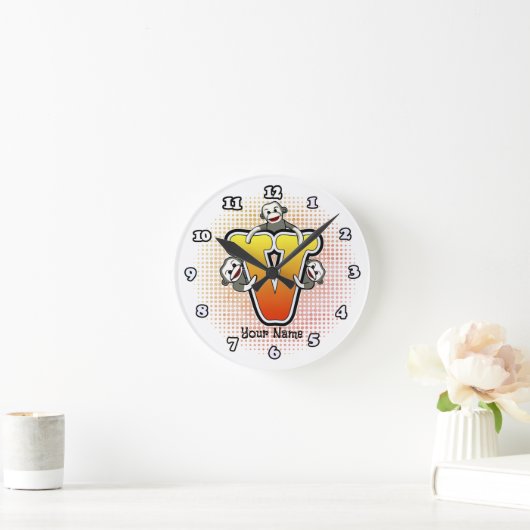 Monogram V Socken-Monkey-Uhr Runde Wanduhr (Zuhause)