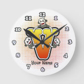 Monogram V Socken-Monkey-Uhr Runde Wanduhr (Vorderseite)