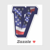 Monogram V USA Flag Schriftart Aufkleber (Blatt)