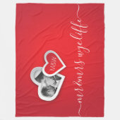 Monogram Valentine Paper Cutout trägt Ihr Foto Fleecedecke (Vorderseite)