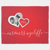 Monogram Valentine Paper Cutout trägt Ihr Foto Fleecedecke (Vorderseite (Horizontal))