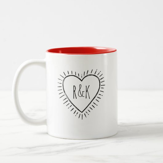 Monogram Valentinstag Heart Coffee Tasse (Links)