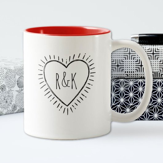 Monogram Valentinstag Heart Coffee Tasse