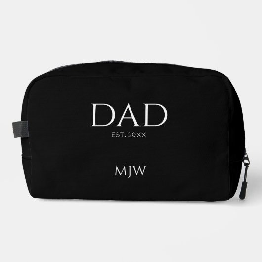 Monogram Vater Est Modern Black Waschbeutel (Vorderseite)