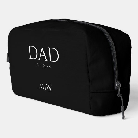 Monogram Vater Est Modern Black Waschbeutel (Rechte Ecke)