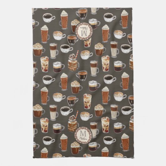 Monogram Venti Coffee Lover Geschirrtuch (Vertikal)