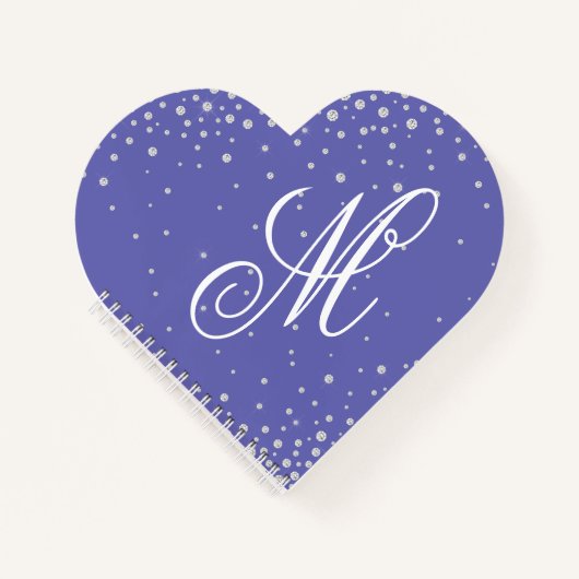 Monogram Very Peri Lila Diamonds Personalisiert Notizblock (Vorderseite)