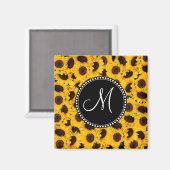 Monogram Vibranly Beautiful Sunflowers Magnet (Vorderseite/Rückseite)