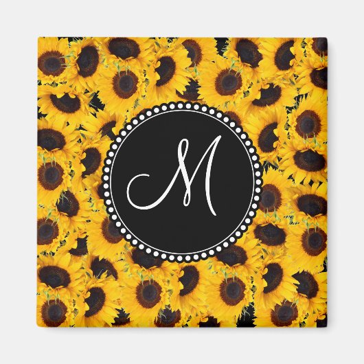 Monogram Vibranly Beautiful Sunflowers Magnet (Vorne)