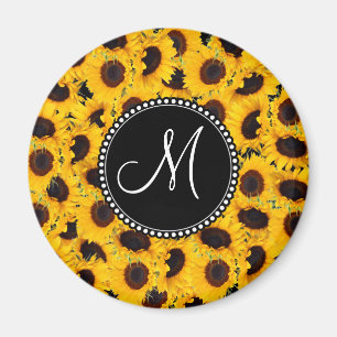 Monogram Vibranly Beautiful Sunflowers Magnet