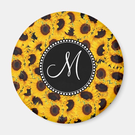 Monogram Vibranly Beautiful Sunflowers Magnet (Vorne)