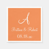 Monogram Vibranly Orange Beste farbige Napkins Serviette (Vorderseite)