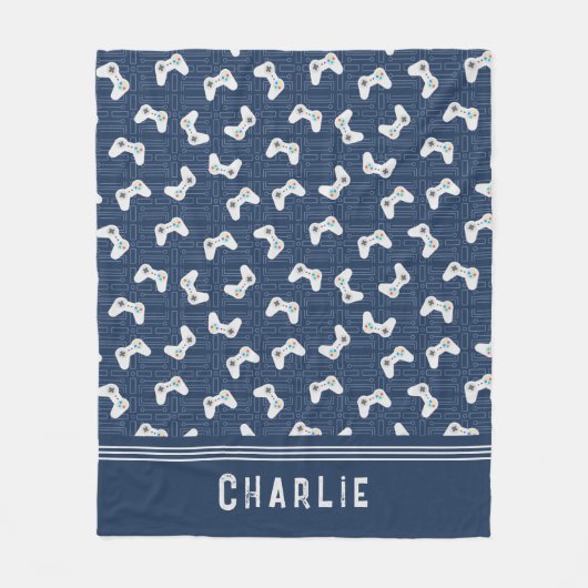 Monogram Video Gamer Pattern Individuelle Name Fleecedecke (Vorderseite)