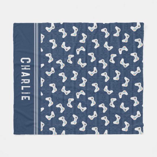 Monogram Video Gamer Pattern Individuelle Name Fleecedecke (Vorderseite (Horizontal))