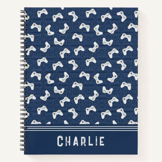 Monogram Video Gamer Pattern Individuelle Name Notizblock (Vorderseite)