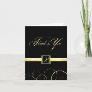 Monogram Vielen Dank Karten - Schwarz und Gold