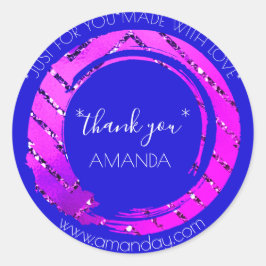 Monogram Vielen Dank Web-Boutique Shop Pink Blau Runder Aufkleber