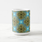 Monogram Viktorianisch Golden Trim Aqua Hintergrun Kaffeetasse (Mittel)