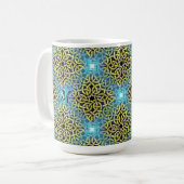 Monogram Viktorianisch Golden Trim Aqua Hintergrun Kaffeetasse (Vorderseite Links)