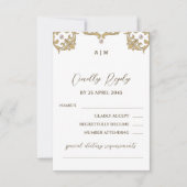 Monogram Viktorianisch Pearl Vintage Wedding RSVP  Karte (Vorderseite)