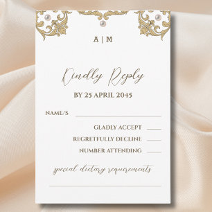 Monogram Viktorianische Verzierte Pearl Wedding RS RSVP Karte