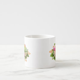 Monogram Vintag Asters Hot Pink Espresso Tasse