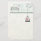 Monogram Vintag Bird Cage Stationierung Briefpapier (Vorne/Hinten)