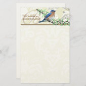 Monogram Vintag Bird Musical Branch Stationery Briefpapier (Vorne/Hinten)