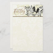 Monogram Vintag Birds Daisy Branch Stationery Briefpapier (Vorne/Hinten)
