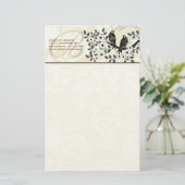Monogram Vintag Birds Daisy Branch Stationery Briefpapier (Stehend Vorderseite)