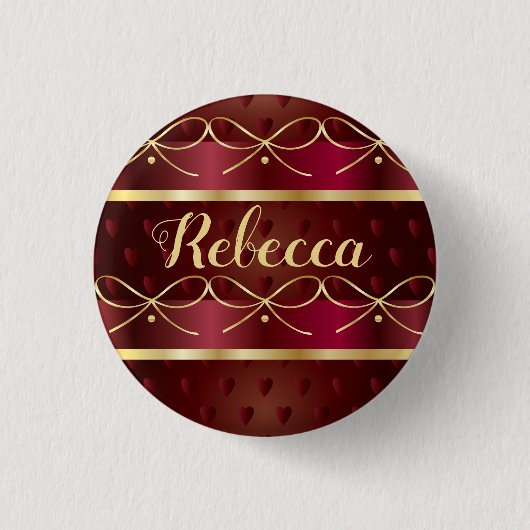 Monogram Vintag Burgundy Color Decke Luxury Gold Button (Vorderseite)