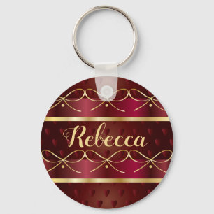 Monogram Vintag Burgundy Color Decke Luxury Gold Schlüsselanhänger