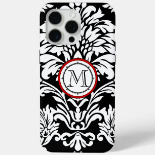 Monogram Vintag Damask Muster iPhone 15 Pro Max Hülle