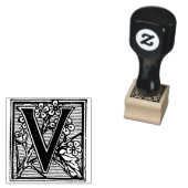 Monogram Vintag dekorativer Blumenbrief V Gummistempel (Stempel)