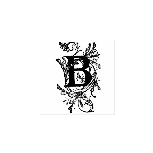 Monogram Vintag dekorativer Floral Initialbrief Gummistempel (Prägung)