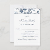 Monogram Vintag Floral French Wedding RSVP Card (Vorderseite)