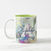Monogram Vintag florgrün-Aquarellschrift Zweifarbige Tasse (Links)