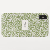 Monogram Vintag Green Willow Blätter Case-Mate iPhone Hülle (Rückseite (Horizontal))