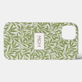 Monogram Vintag Green Willow Blätter Case-Mate iPhone Hülle (Rückseite (Horizontal))