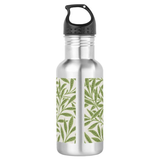Monogram Vintag Green Willow Blätter Edelstahlflasche (Rückseite)