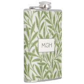 Monogram Vintag Green Willow Blätter Flachmann (Rechts)