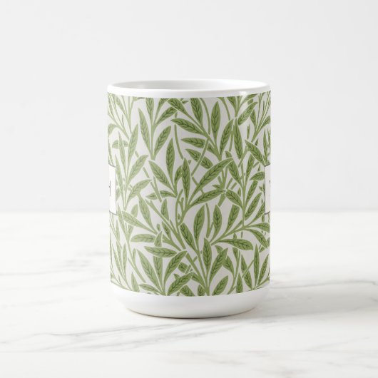 Monogram Vintag Green Willow Blätter Kaffeetasse (Mittel)