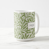 Monogram Vintag Green Willow Blätter Kaffeetasse (VorderseiteRechts)