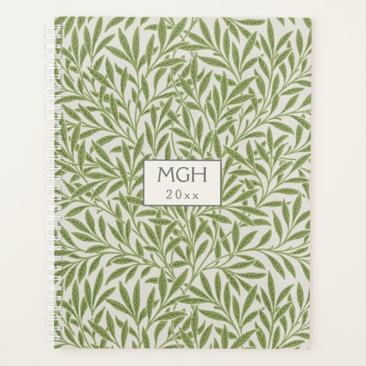 Monogram Vintag Green Willow Blätter Planer (Vorderseite)