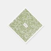 Monogram Vintag Green Willow Blätter Serviette (Ecke)