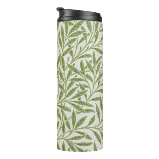 Monogram Vintag Green Willow Blätter Thermosbecher (Nach rechts gedreht)