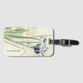 Monogram Vintag Japanisch Iris Blume Gepäckanhänge Gepäckanhänger (Vorderseite (Horizontal))